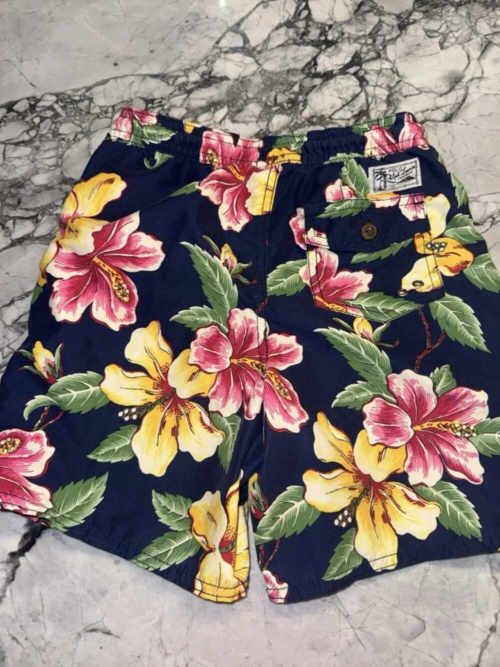 Ralph Lauren Polo Boys Size 7 Hawaiian Swim Trunks Shorts Floral